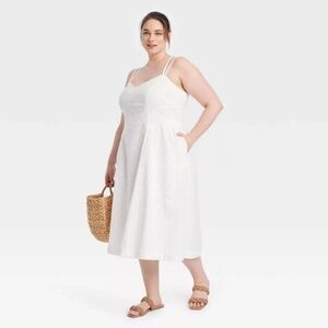 NWOT White Cotton Eyelet Midi Dress Size 3X